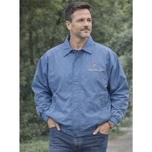 VTG Johnnie Walker Red Label Light Jacket XL Embroidered Logo 90s GVC Blue EUC